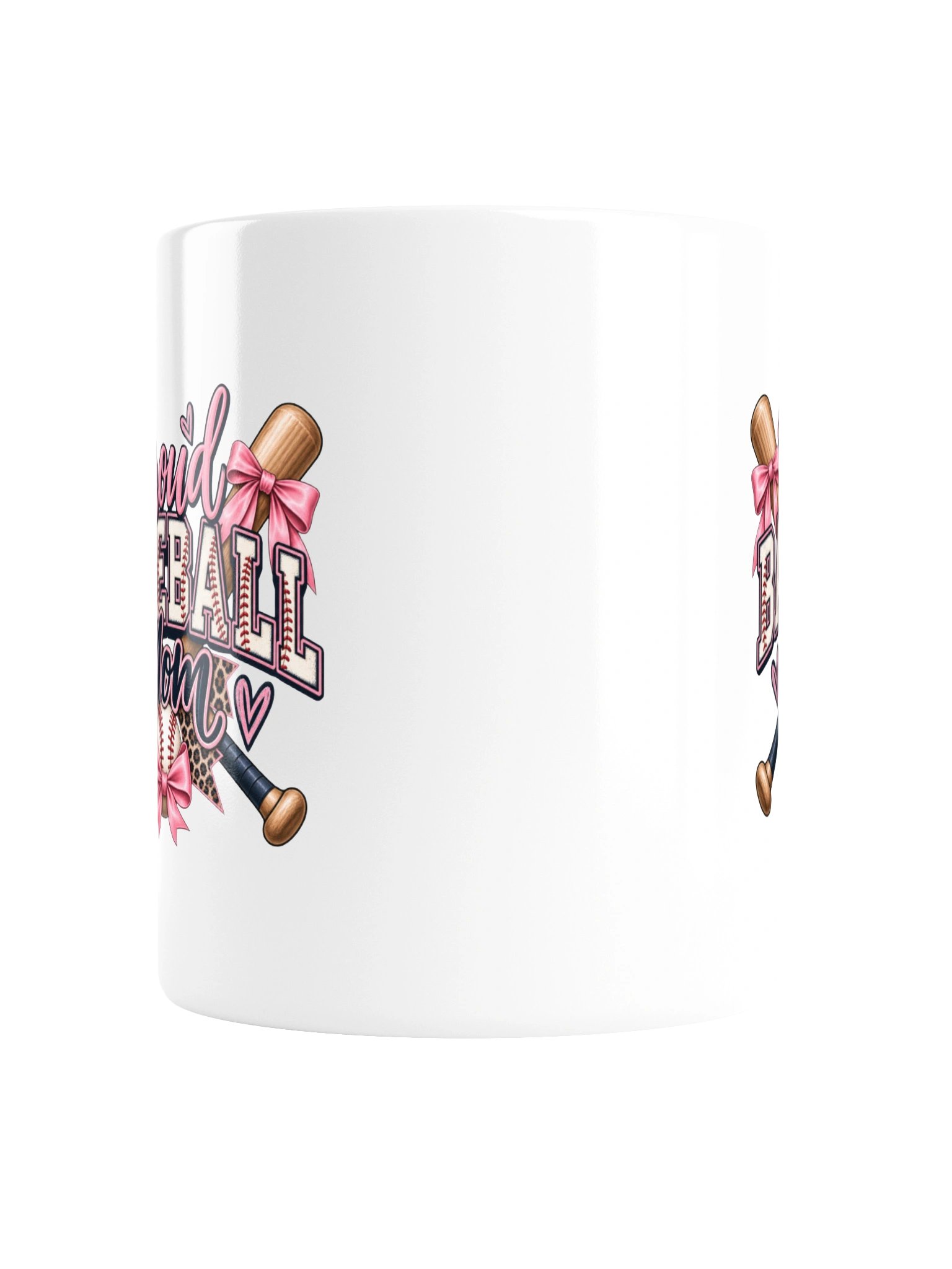 Proud Baseball Mom Mug | Pink Bow Baseball Coffee Cup product image (2)