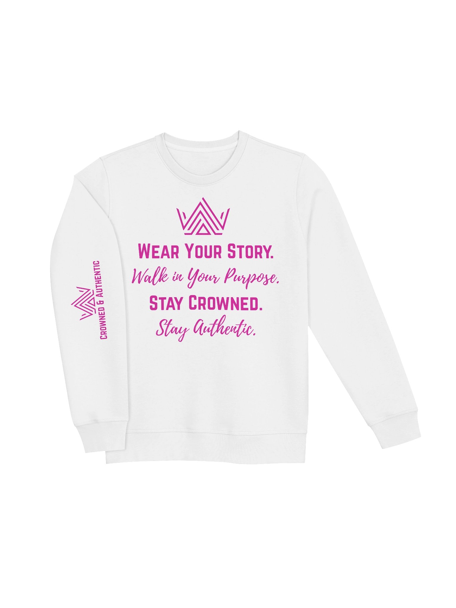 Crowned & Authentic Black Sweatshirt (Pink Design) product image (3)