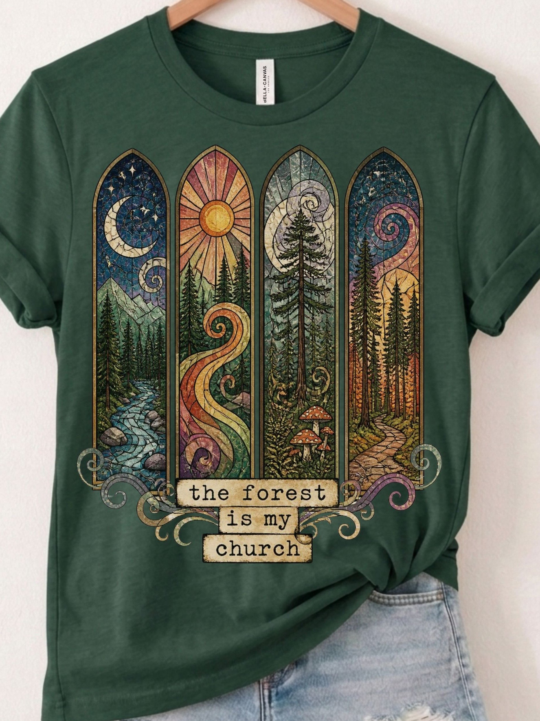 Forest Is My Church Shirt, Stained Glass Nature Lover Tee product image (1)