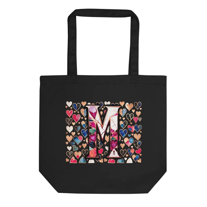 Valentine’s Monogram Letter M(5)Black Tote Bag product image (2)