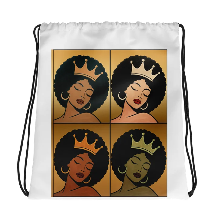 Poised Princess Crowned in Gold — 2x2 Pop-Art Drawstring Bag product image (1)