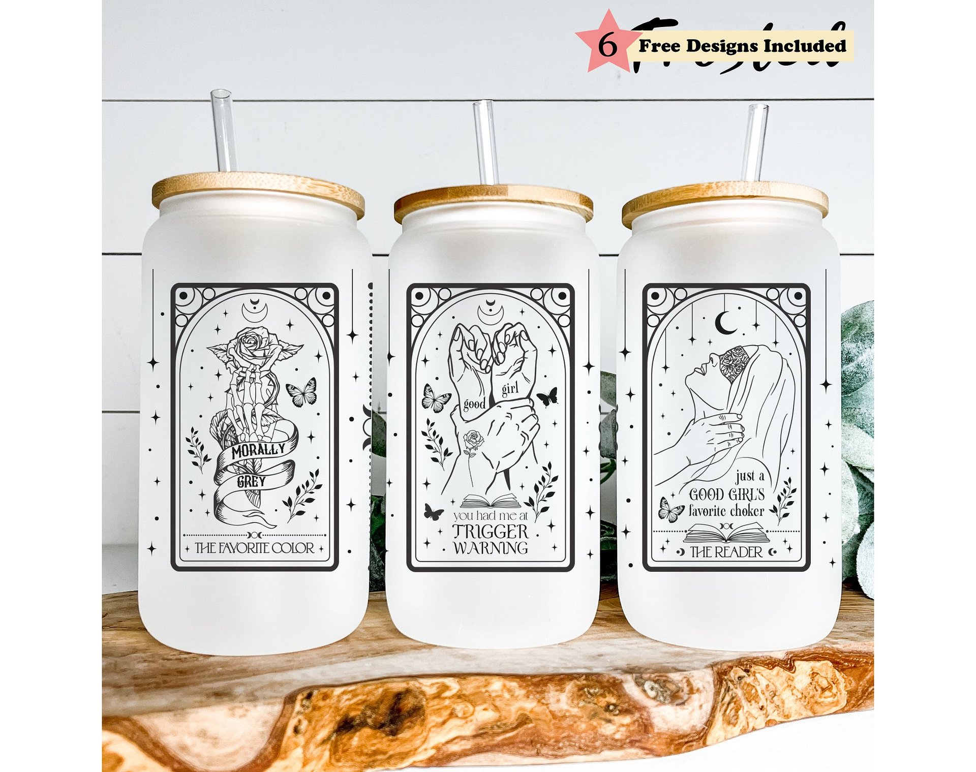 Smutty Dark Romance Trigger Warning Morally Grey SVG PNG, 16oz Glass Can Seamless Full Wrap, Beer Glass Sublimation Design, Digital Download product image (1)