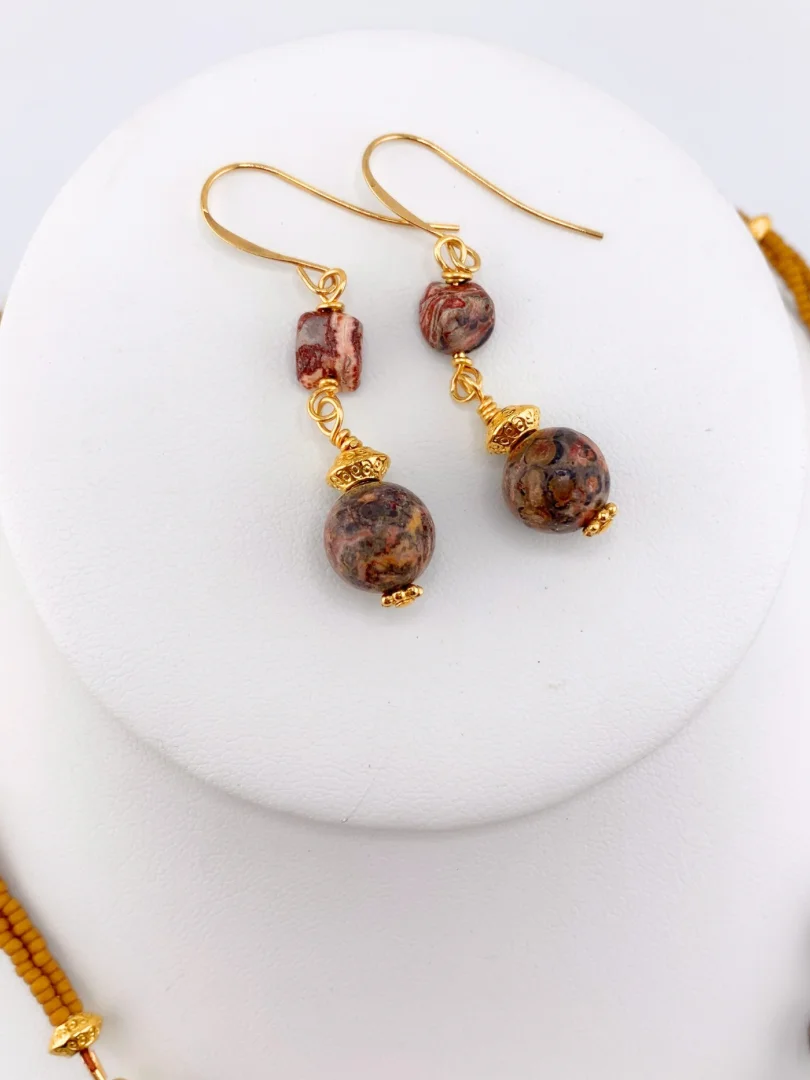 Leopard Jasper Beaded Pendant Necklace Set product image (3)