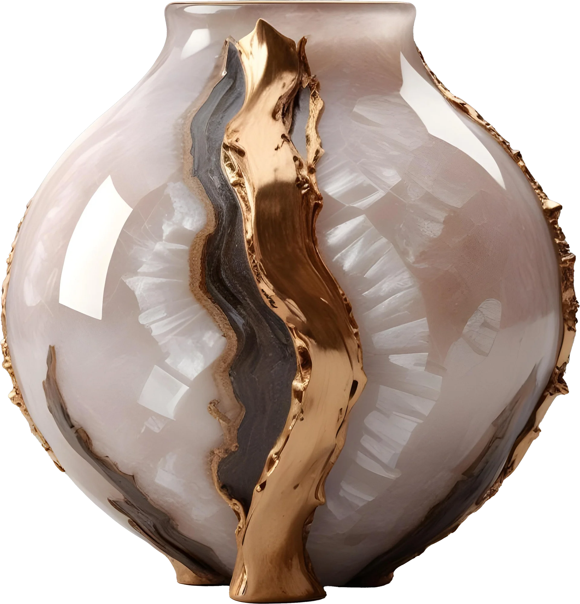 Golden Grace – Sculptural Vase PNG product image (1)