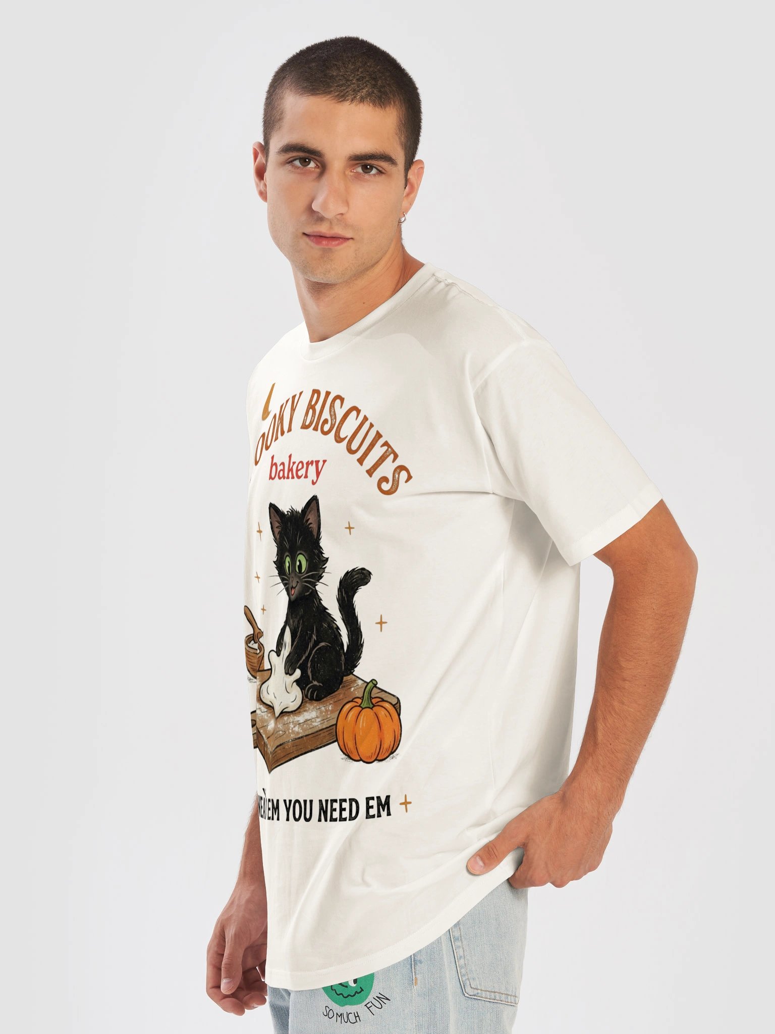 Spooky Biscuits Bakery – Cute Black Cat T-Shirt product image (21)