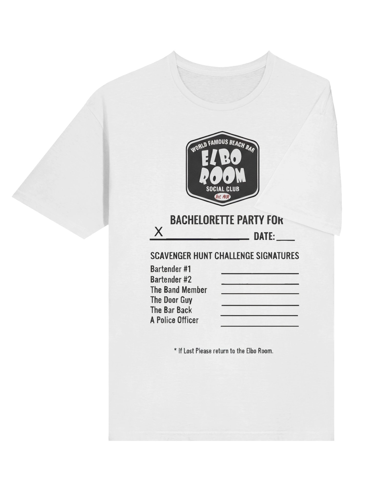 Bachelorette Scavenger Hunt — Elbo Room "Buy & Fly" Signature Tee product image (6)