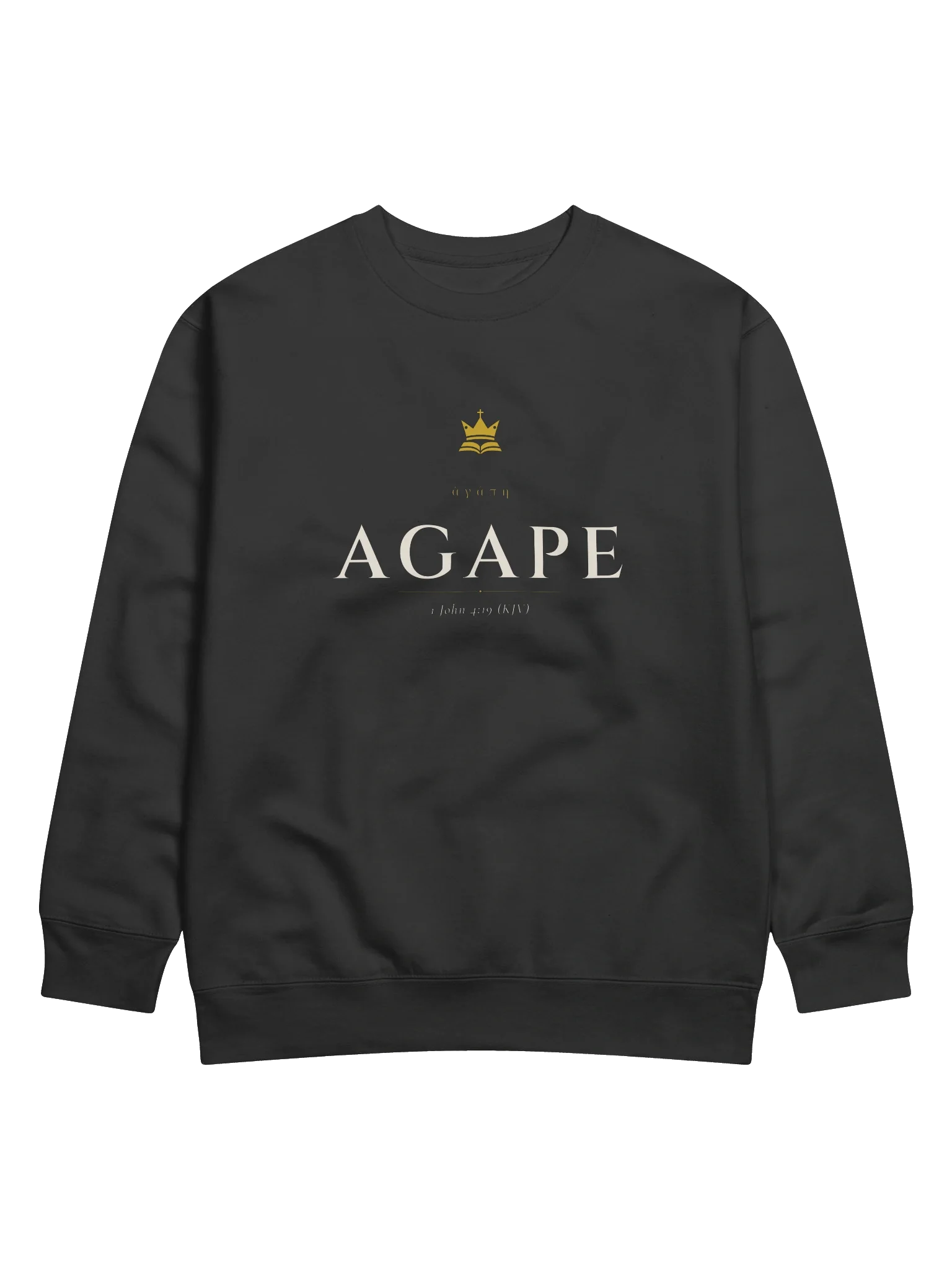 Agape Crewneck - Black, view 14 — Christ Is King crewneck