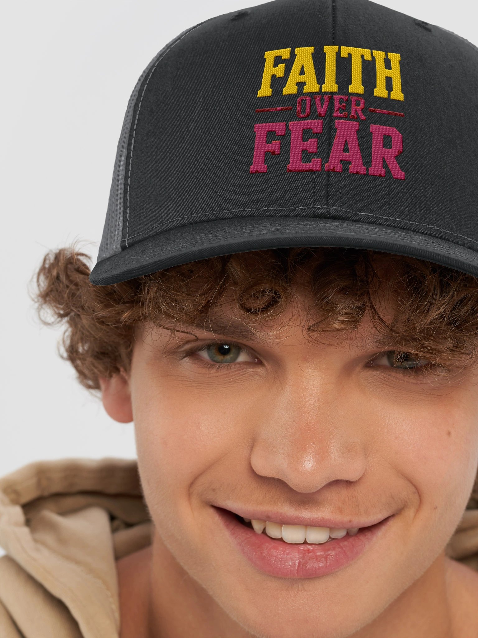 Faith Over Fear Embroidered Snapback Trucker Hat product image (51)