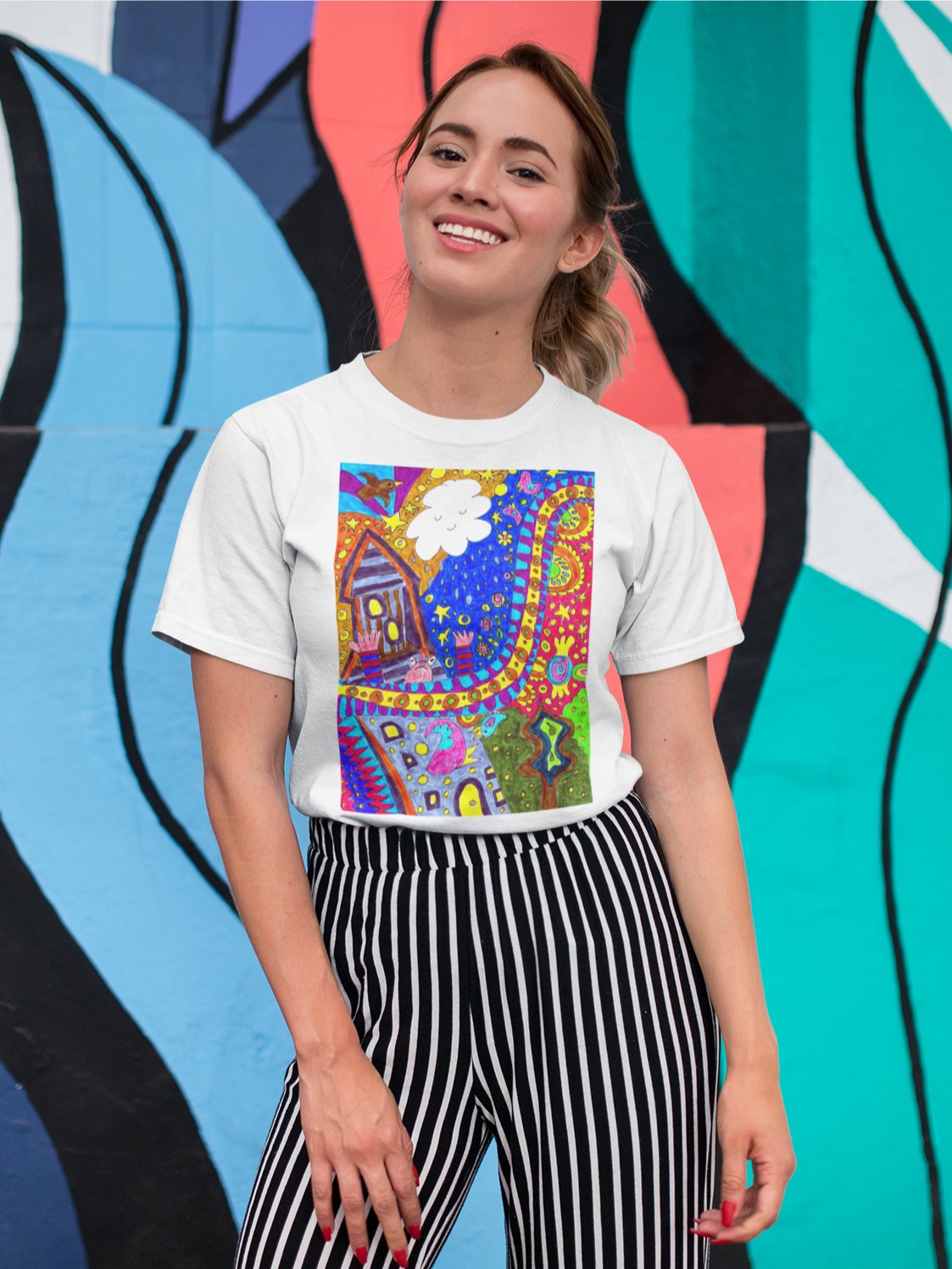 Abstract Doodle Art Golden Tower Moment Unisex T-Shirt product image (6)