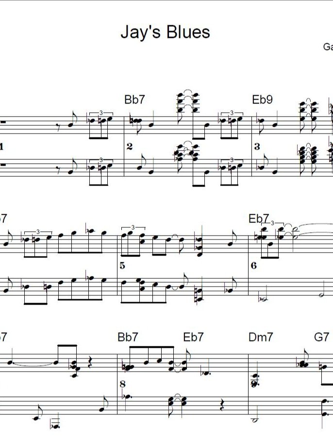 Jays Blues - Blues piano - Piano sheet music product image (1)