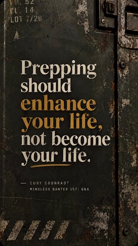 Prepping should enhance your life, not become your life. #Prepper #Prepping #Survival #Preparedness