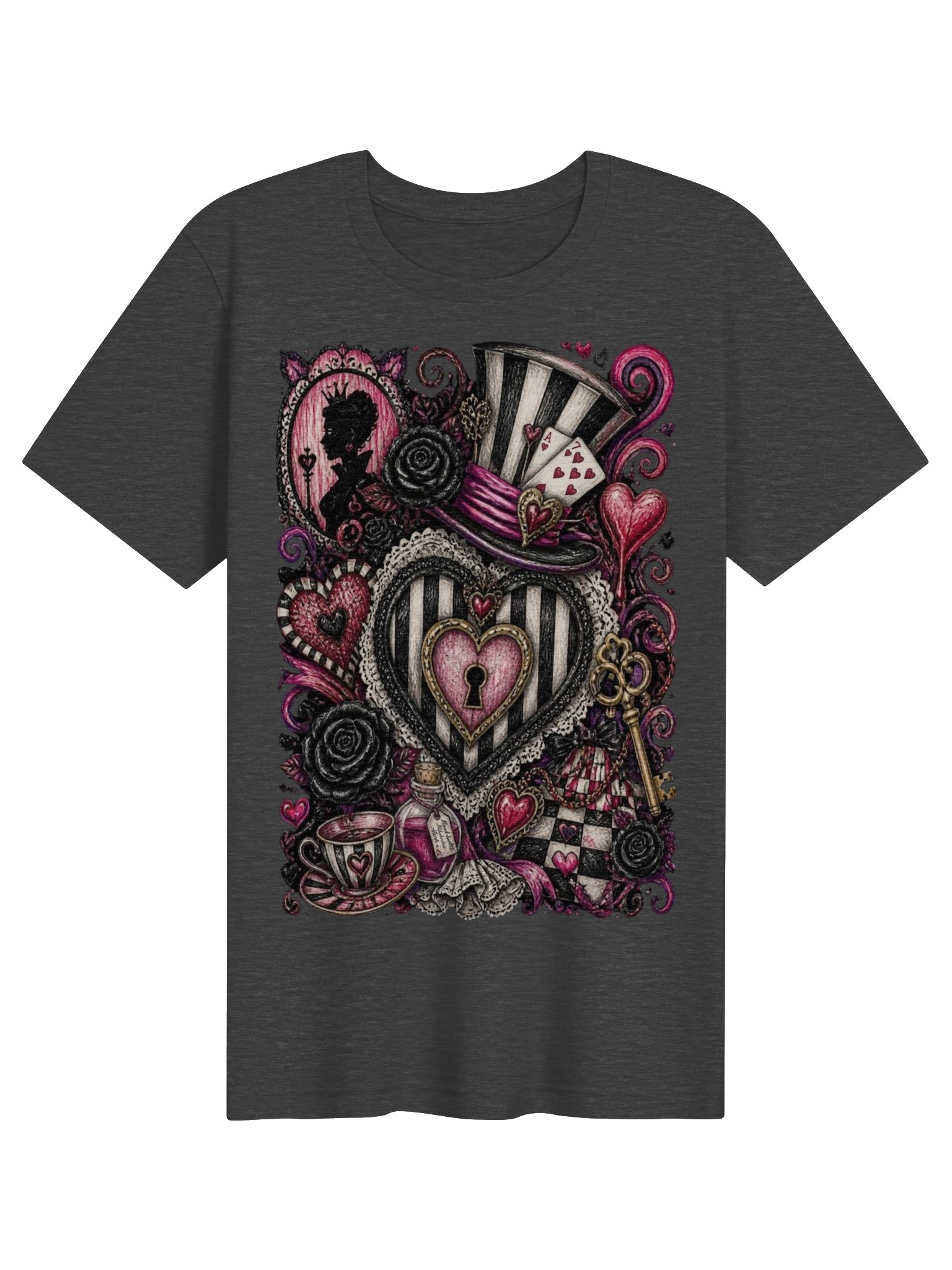 Alice in Wonderland Graphic Tee, Queen of Hearts, Whimsigoth Dark Fairytale product image (2)