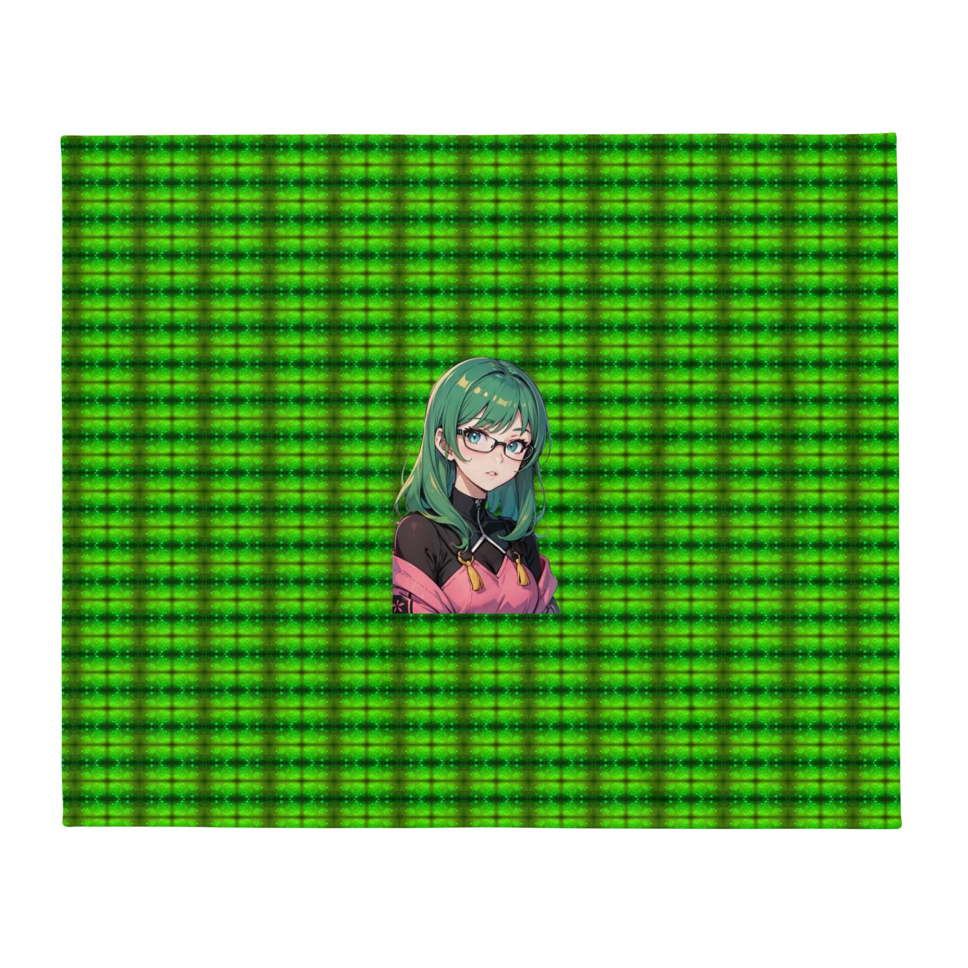(Green WAIFU) K Throw Blanket product image (1)