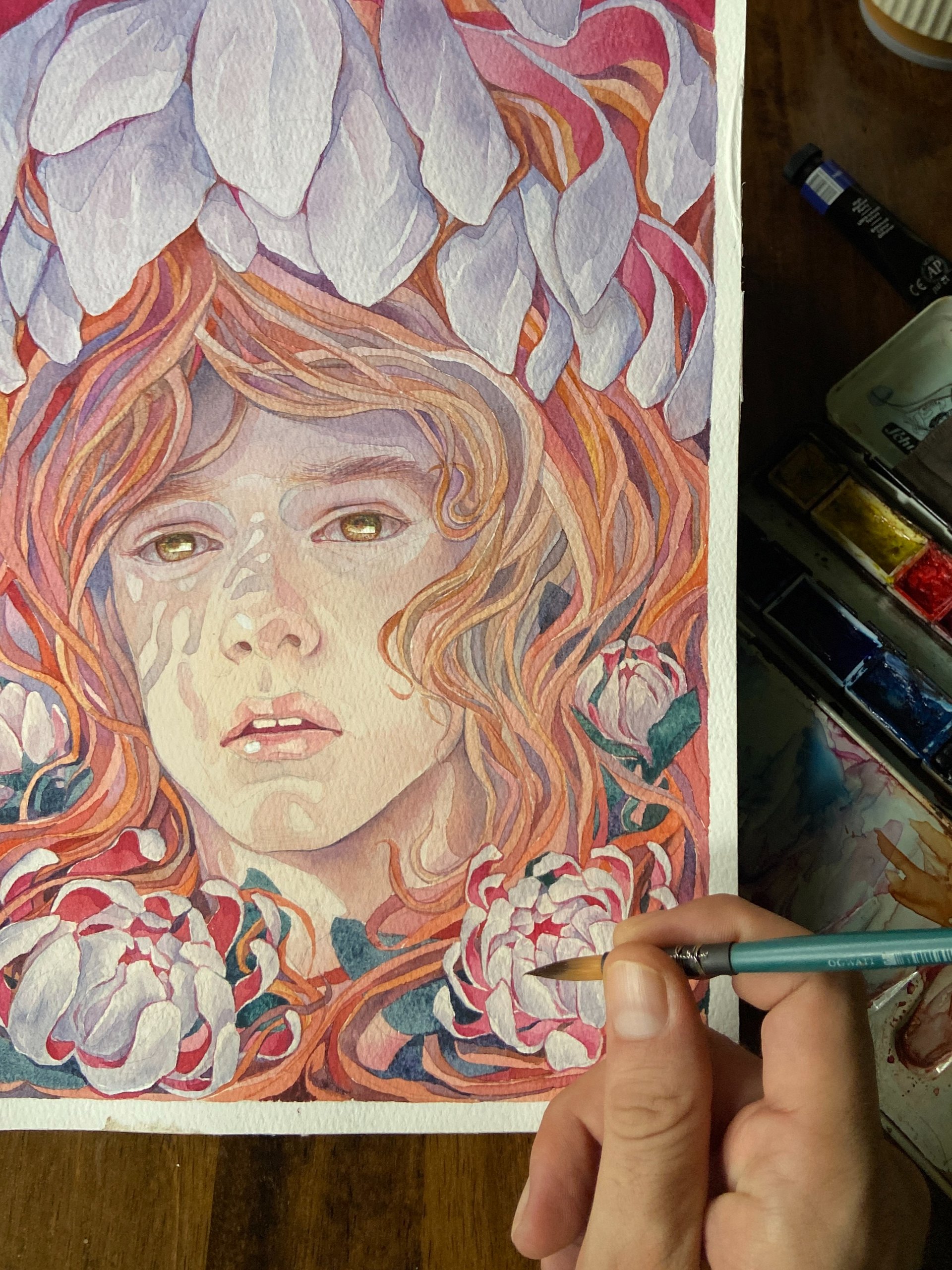 "Flame's Bite" watercolor artwork original A4 (free shipping) product image (1)