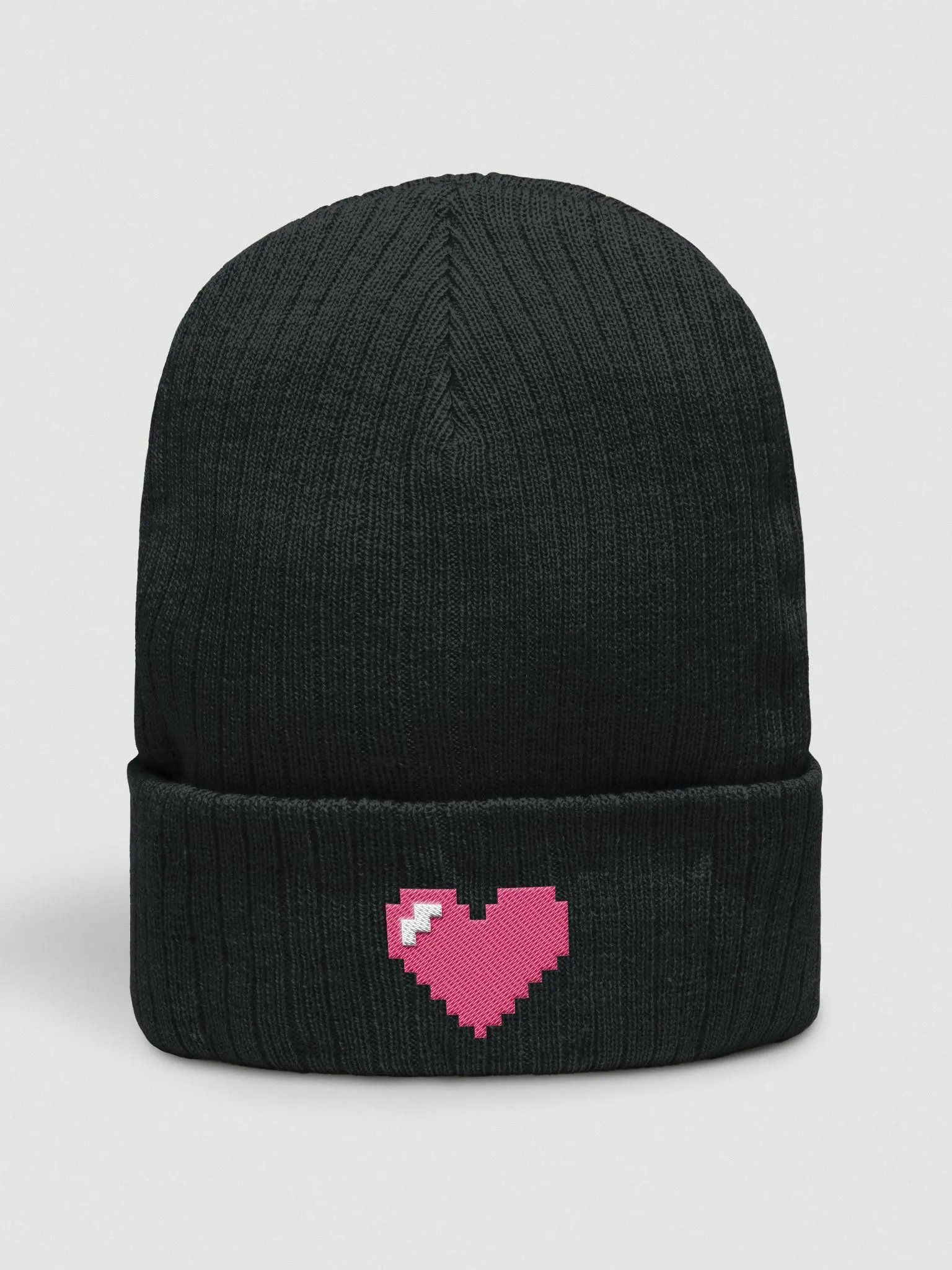 Pixel Heart Rib Knit Beanie product image (1)