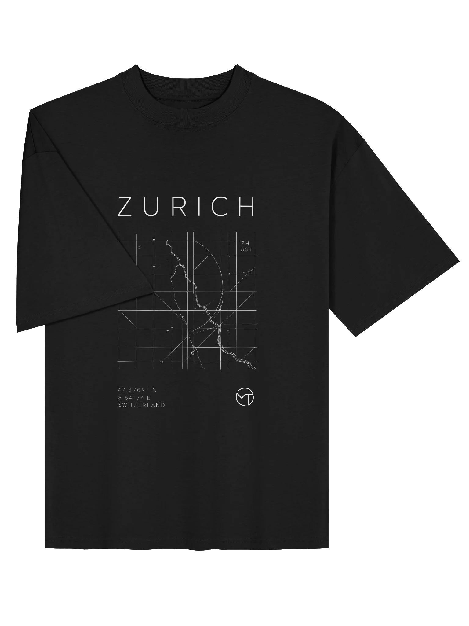 ZURICH Grid System Tee – Swiss Technical Map Premium T-Shirt product image (5)