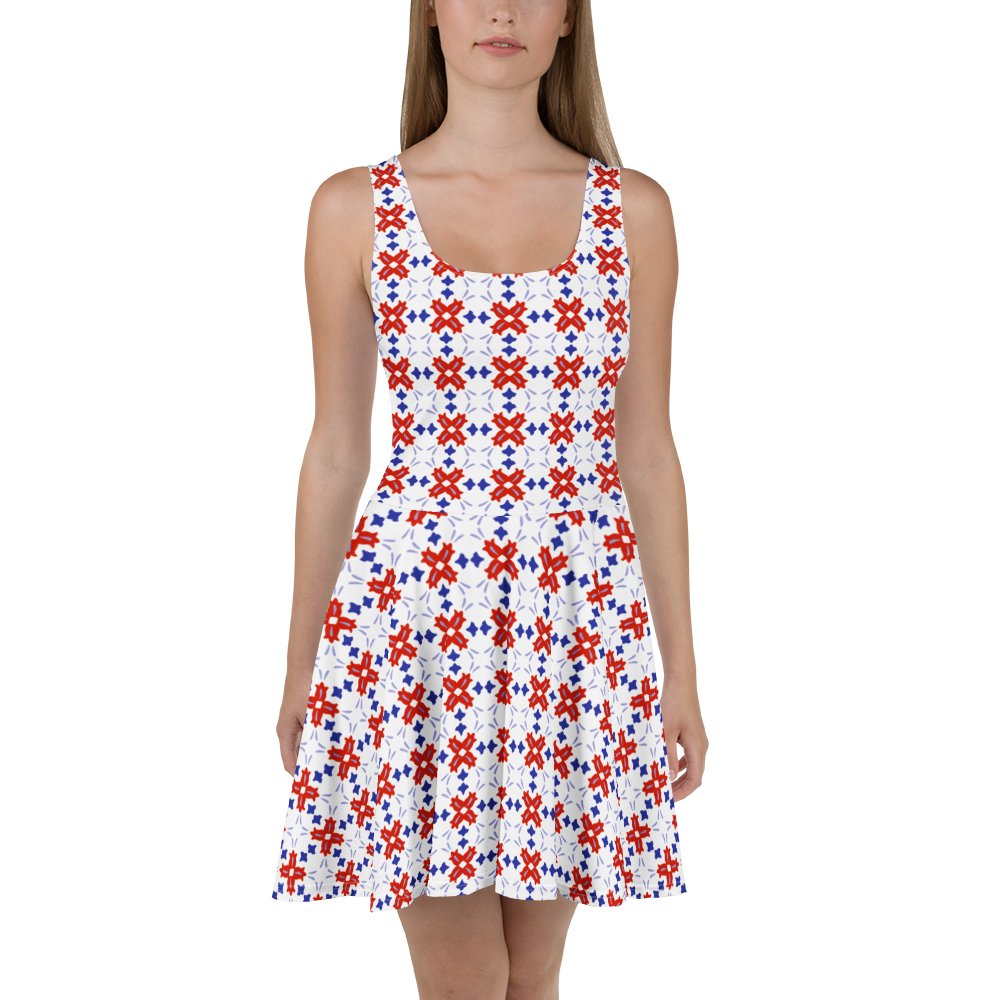 Bold Red & Blue Floral Dress product image (1)