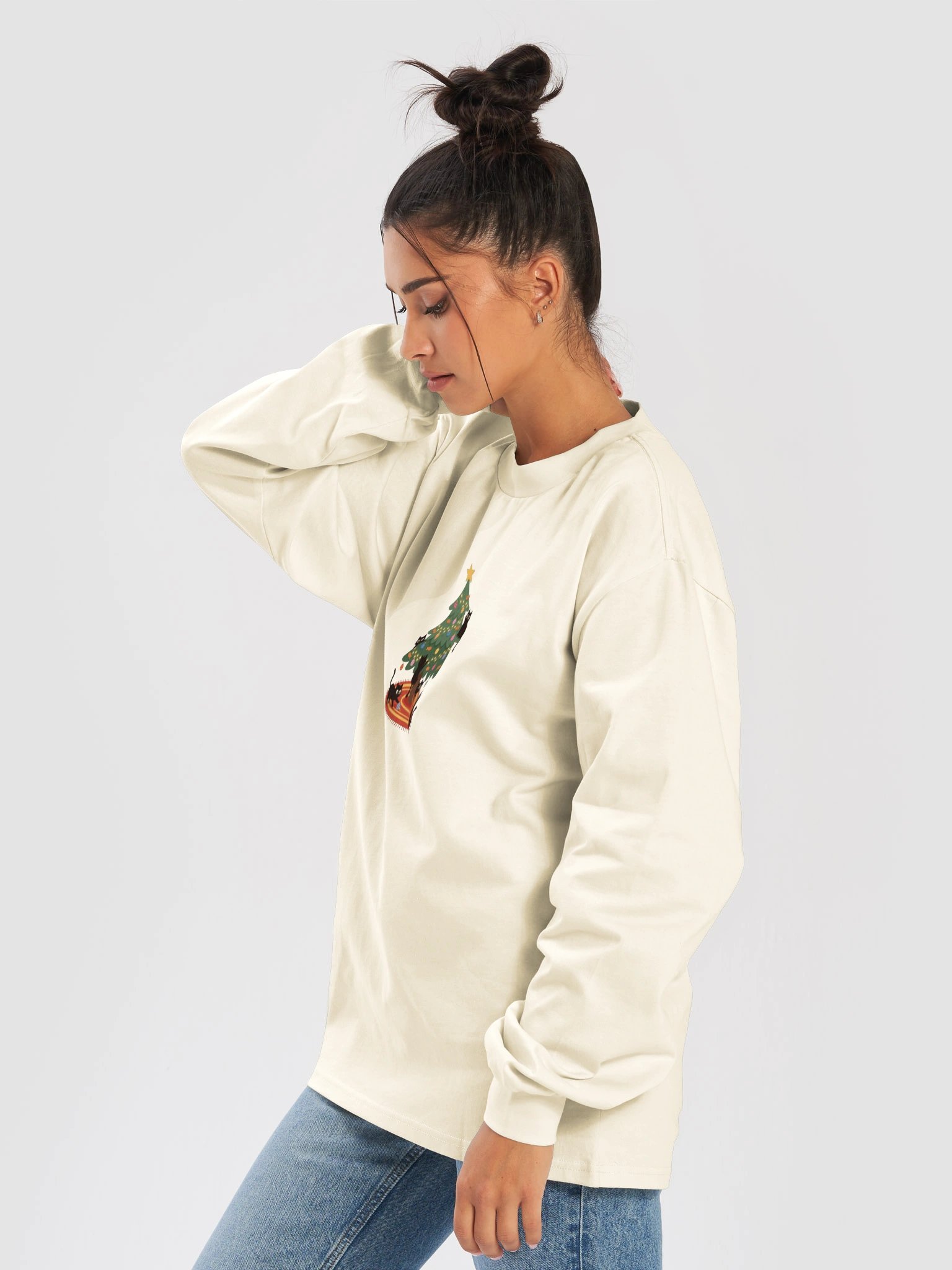 Black Cat Christmas Tree Sweatshirt product image (48)