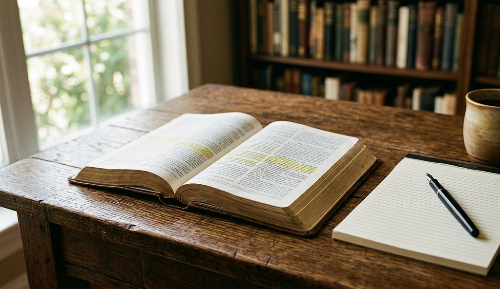 Study Desk with Open Bible