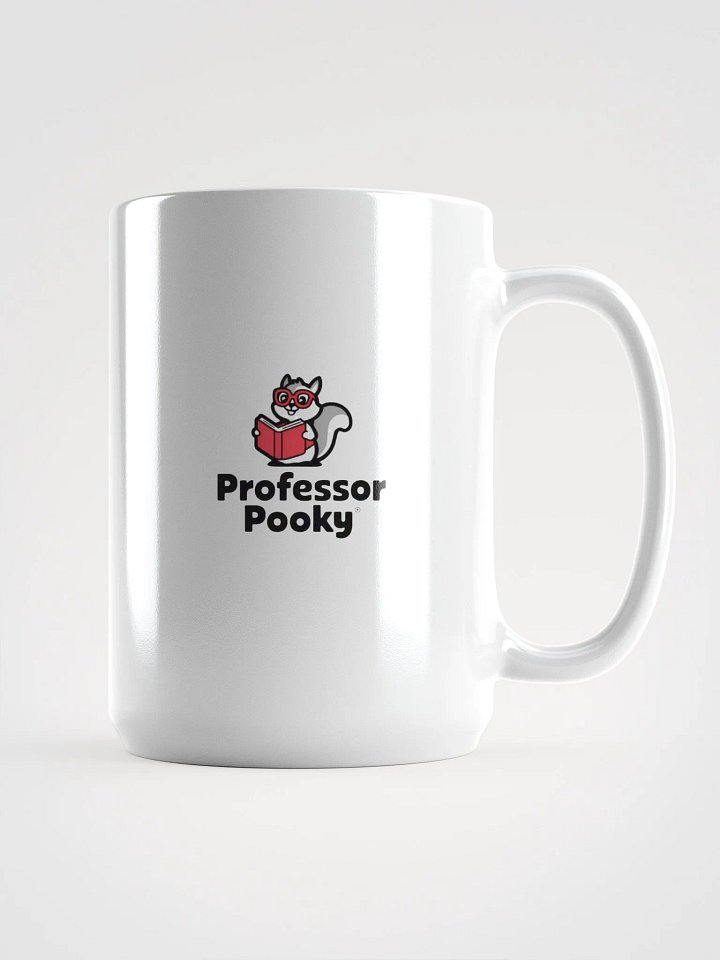 Large Mug: Professor Pooky, Red Book, Glasses and Grey Scale Squirrel product image (1)