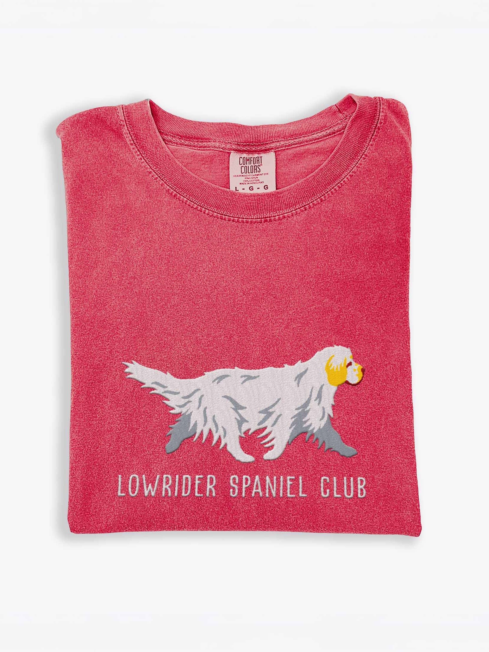 Lowrider Spaniel Club T-Shirt(Embroidered) of a Clumber Spaniel(Lemon & White) product image (1)