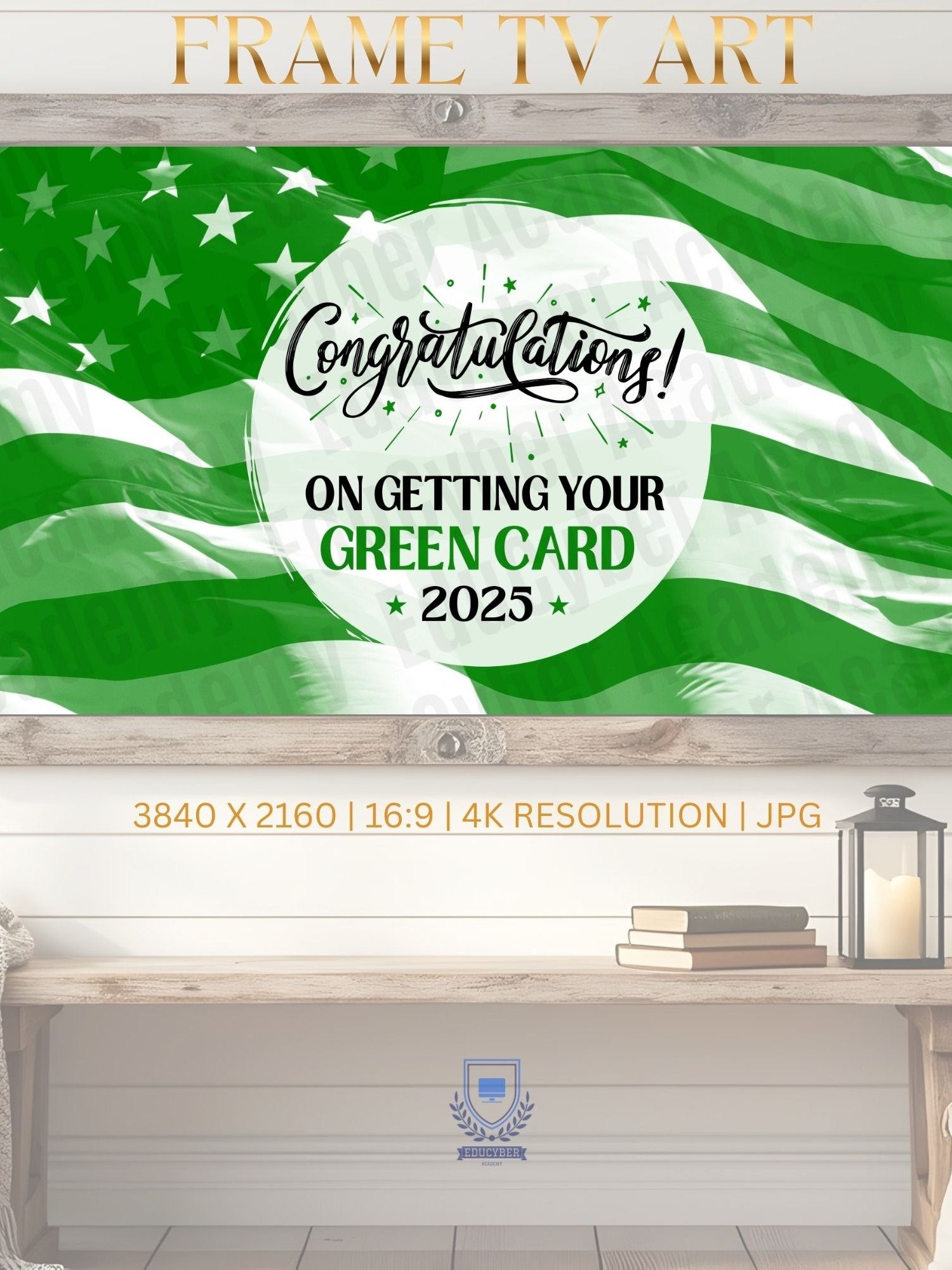 US Permanent Resident Frame TV Art Congratulations Green Card Renewal Celebration Desktop & Laptop Greencard Wallpaper Background product image (8)