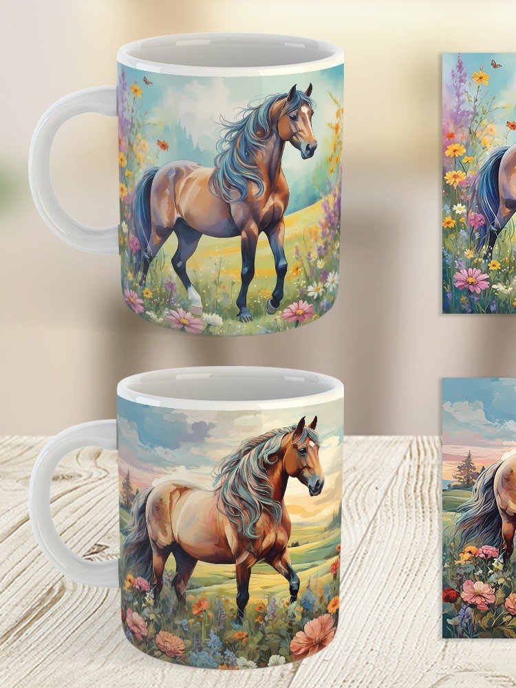 Floral Stride Mare Horse Mug product image (20)