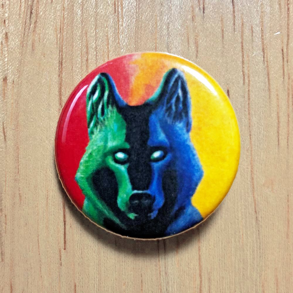 Spooky Wolf Button Pin product image (1)