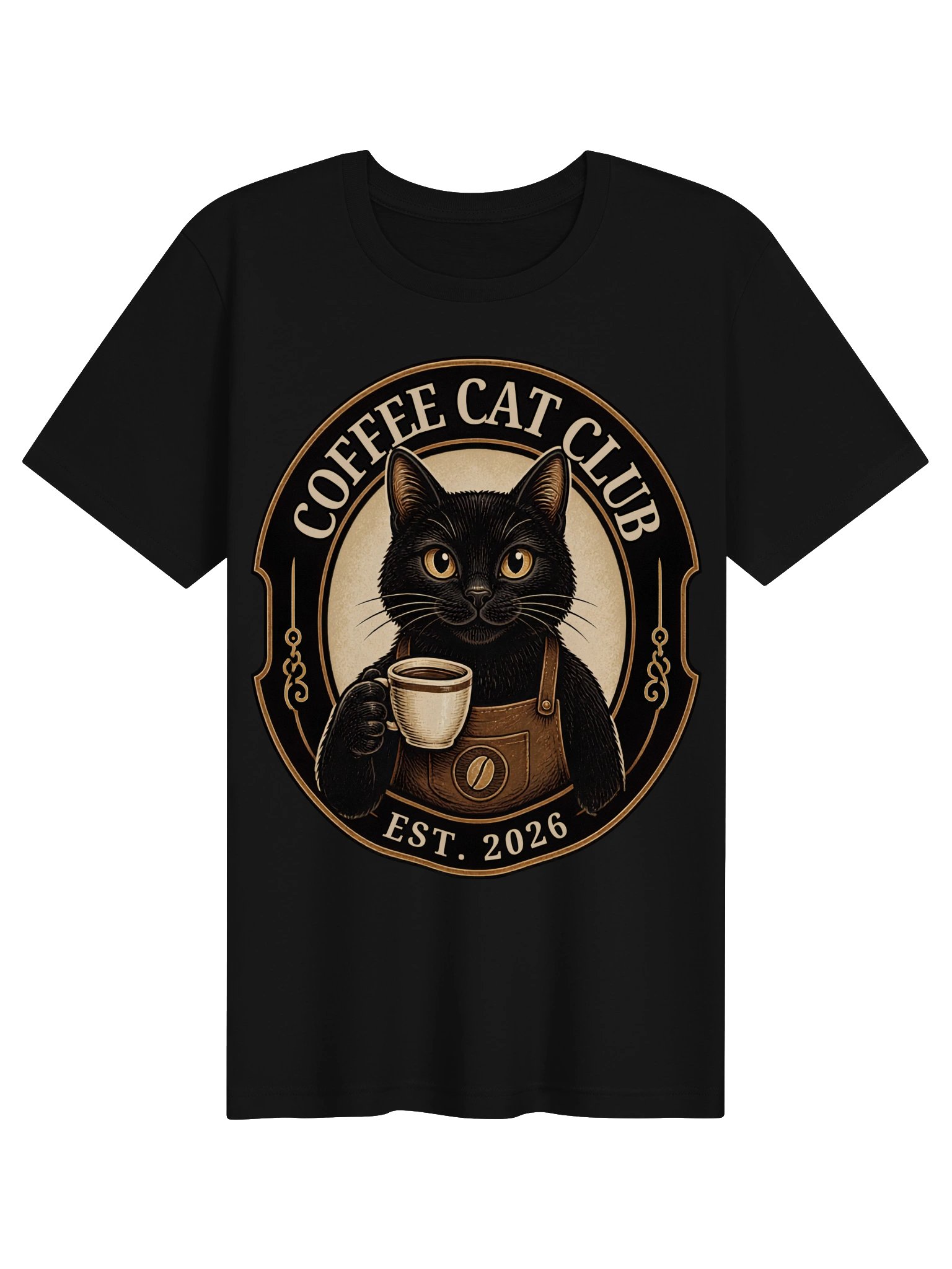 Coffee Cat Club Vintage Black Cat Coffee Logo T-Shirt product image (4)