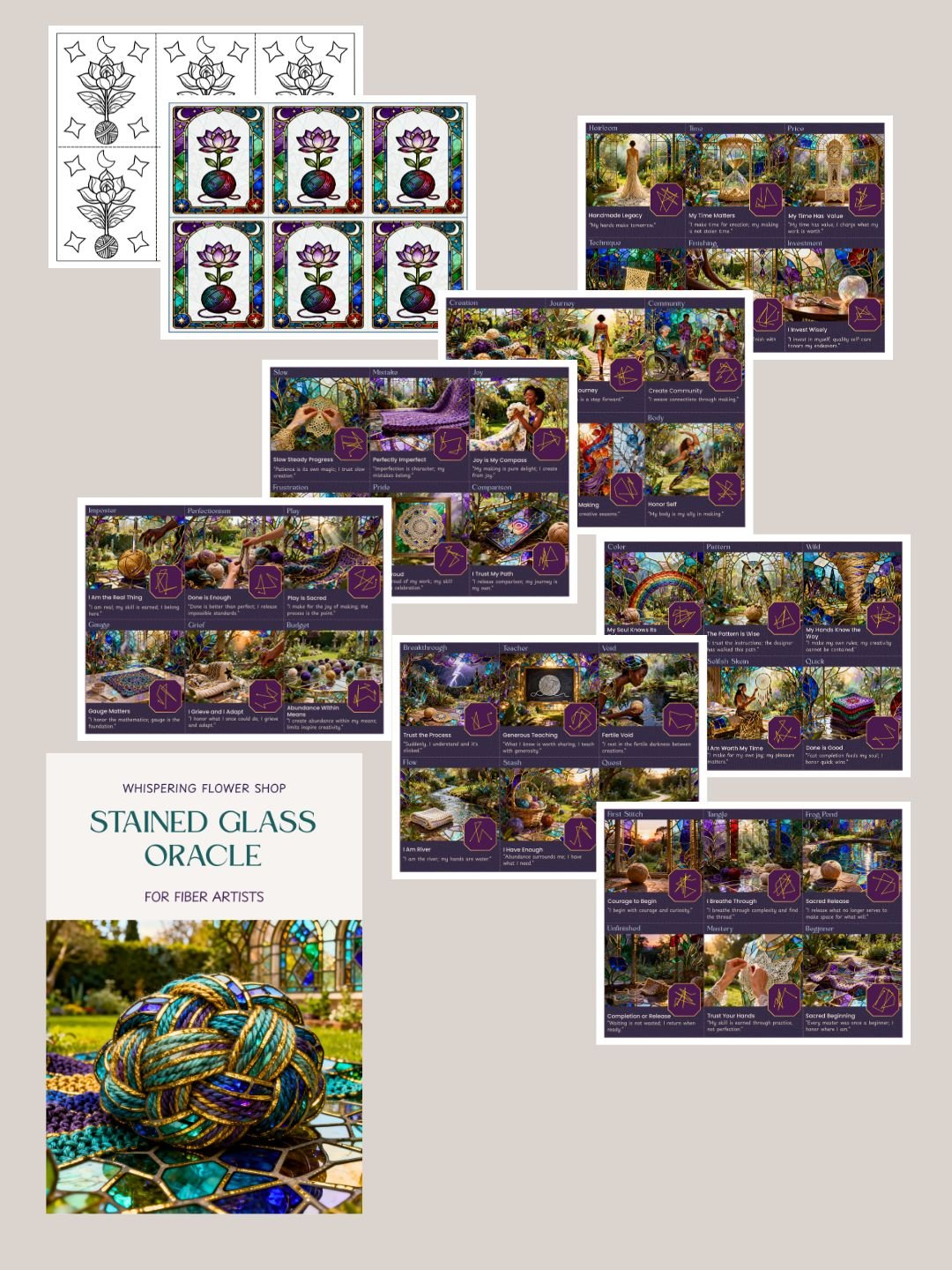 Stained Glass Oracle Cards for Fiber Artists | Knitting & Crochet Divination product image (6)