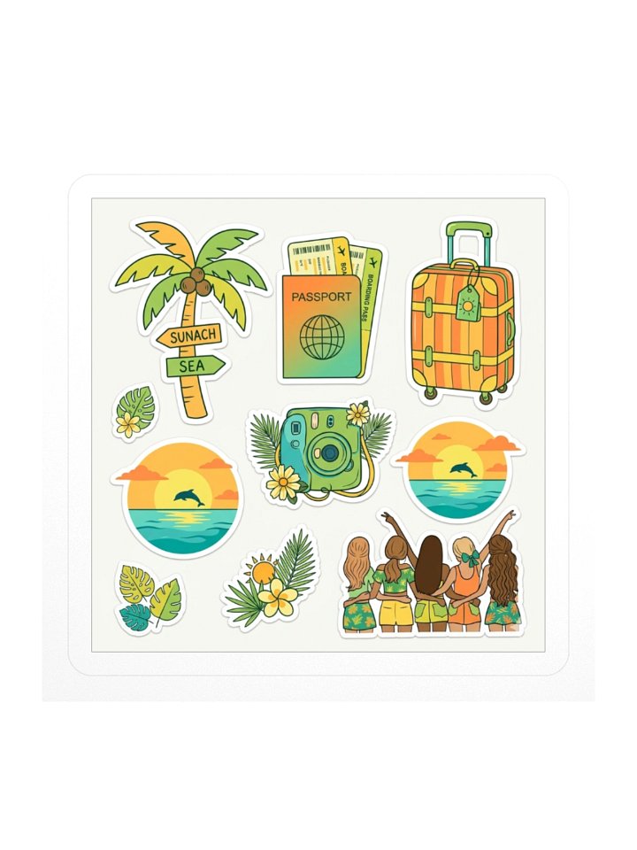 The Wanderlust Escape Sticker Sheet — Waterproof Tropical Travel Decals product image (1)