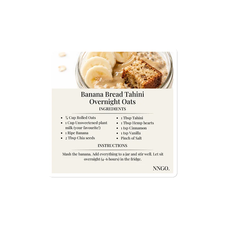 Banana Bread Tahini Overnight Oats Recipe Magnet product image (1)