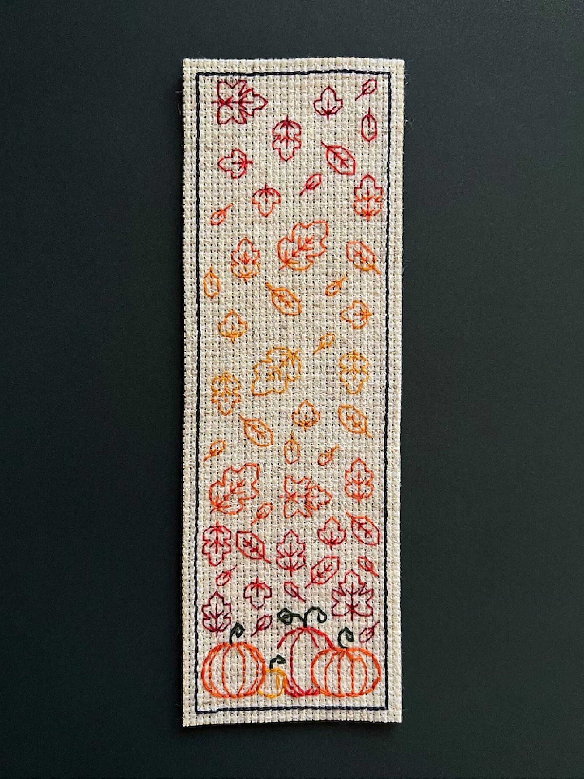 Falling Leaves Bookmark • Blackwork Cross Stitch Pattern • PDF Digital Download product image (2)