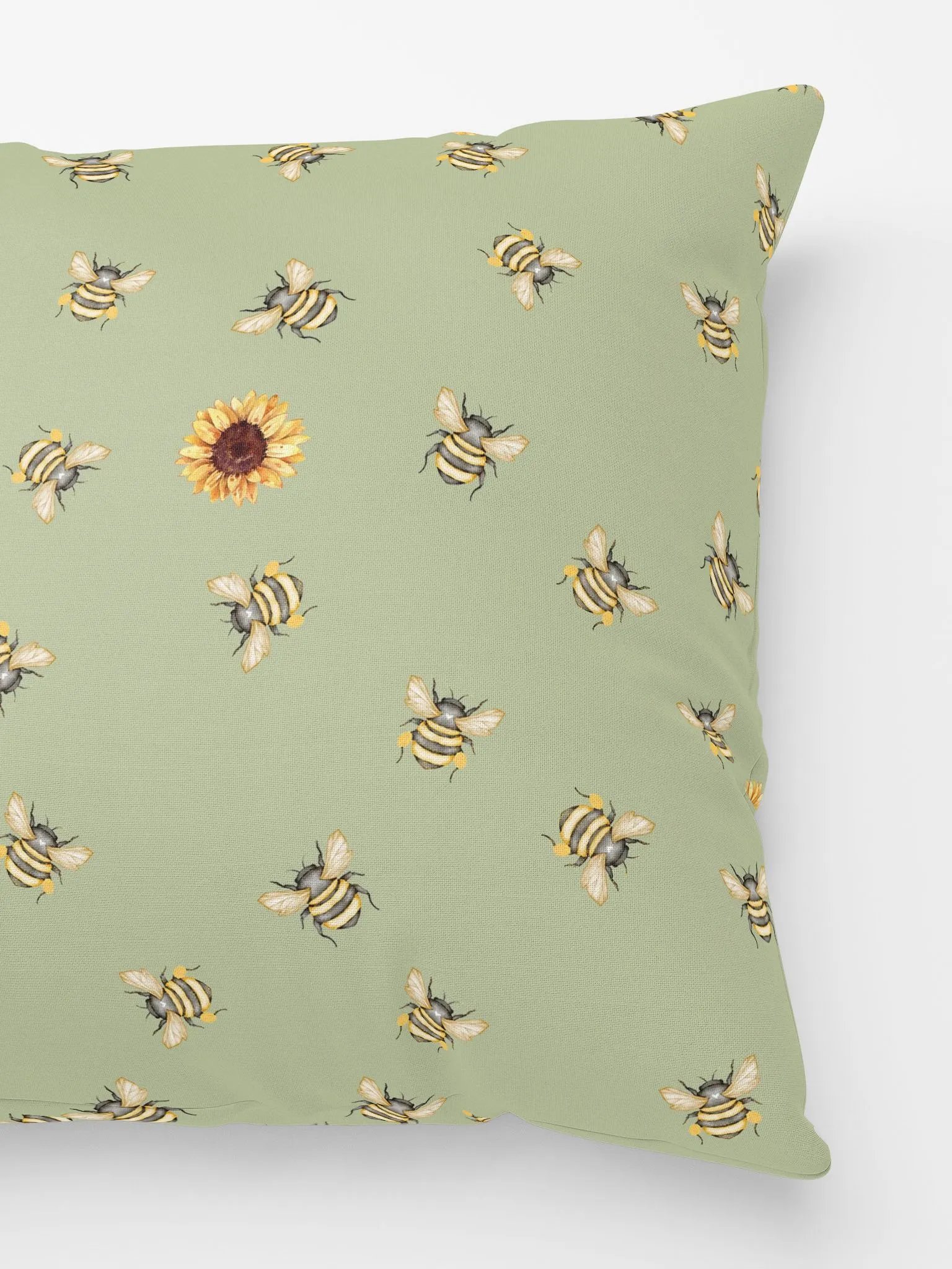 COTTAGE SUMMER SUNFLOWER HONEYBEE GREEN - Basic Pillow product image (3)
