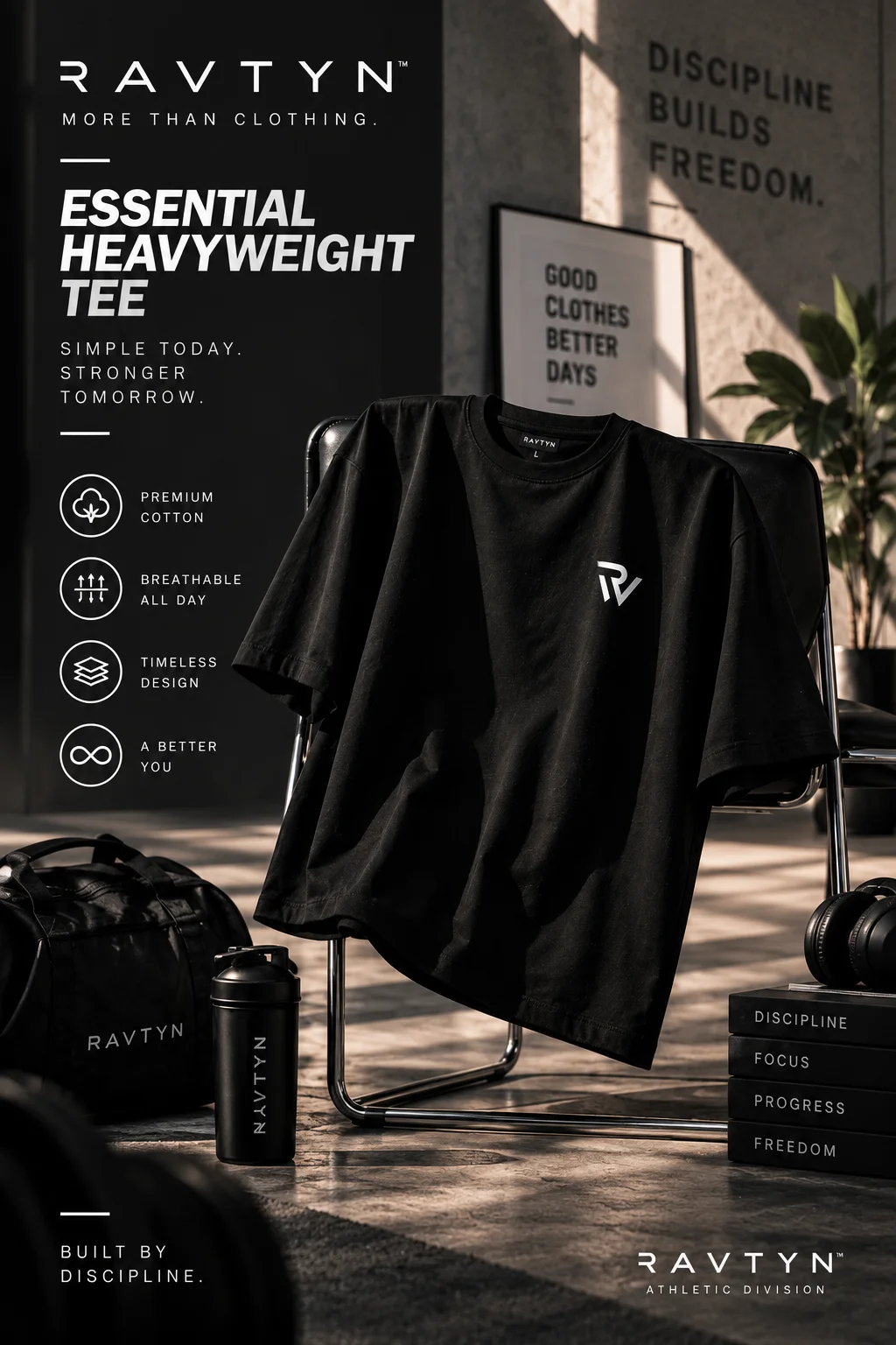 RAVTYN Essential Heavyweight Tee — Black product image (1)