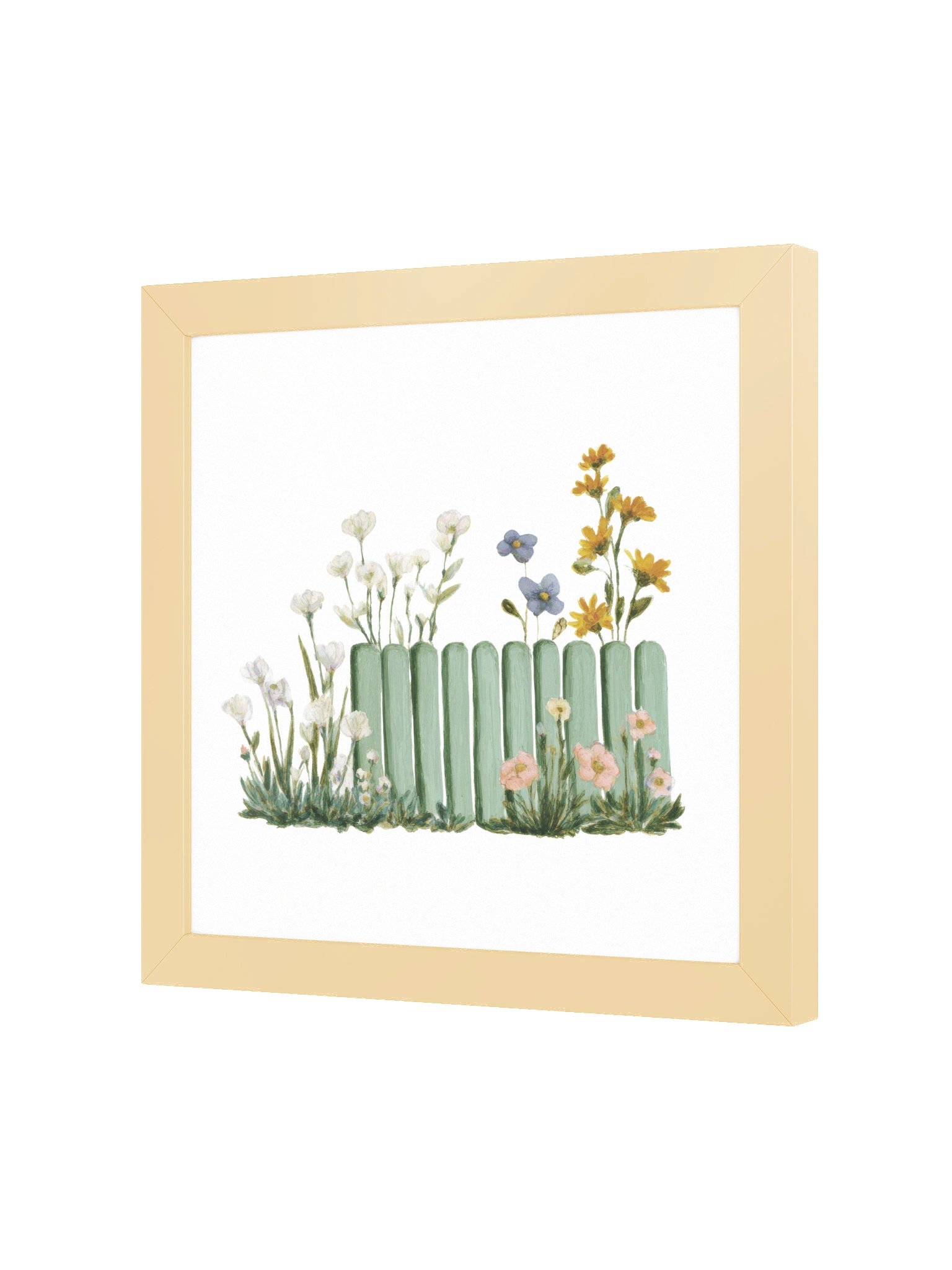 Garden Welcome — The Blooming Wooden Fence Framed Art Print (10x10") product image (2)