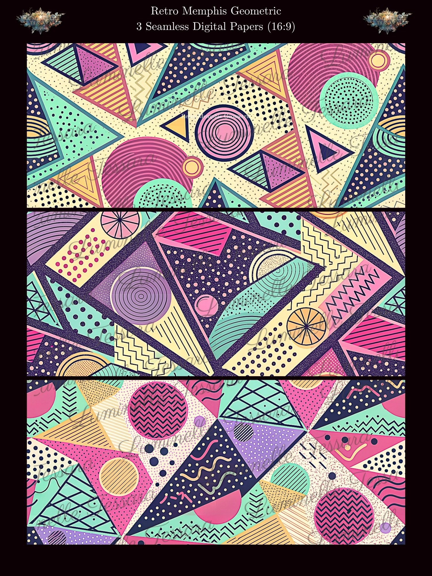 Retro Memphis Geometric – Digital Paper Bundle product image (1)