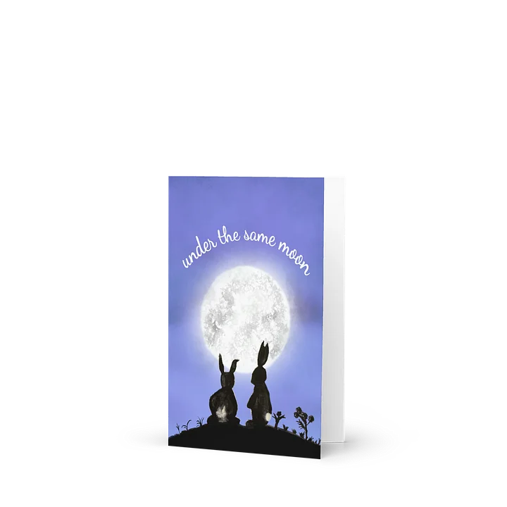 Under the Same Moon | Watercolor Rabbit Silhouettes Against a Night Sky product image (1)