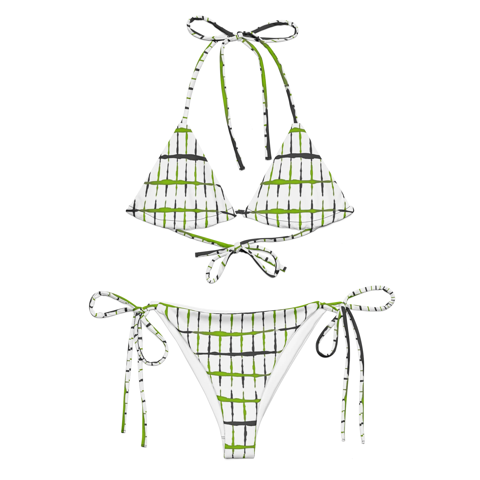 Modern Lime Grid Pulse Green Grid Recycled String Bikini product image (9)