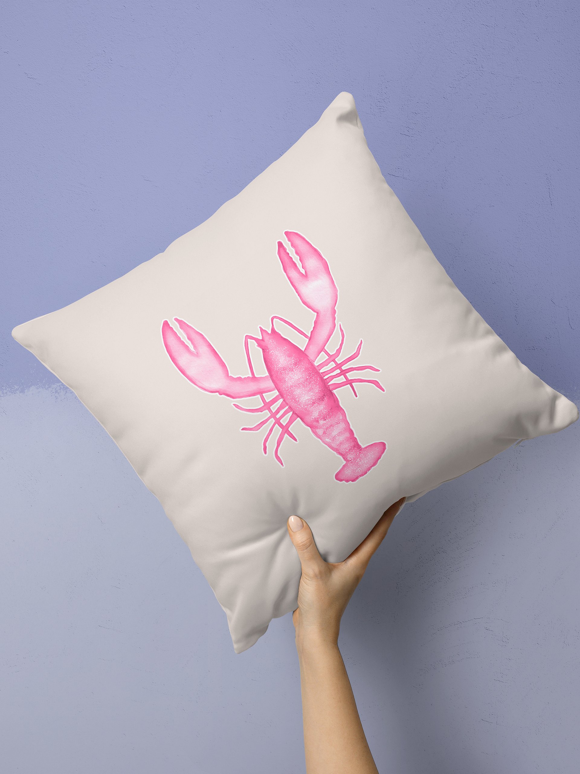 Beige Pink Lobster Pillow case/Beige Pink Hummer Kissenhülle product image (2)