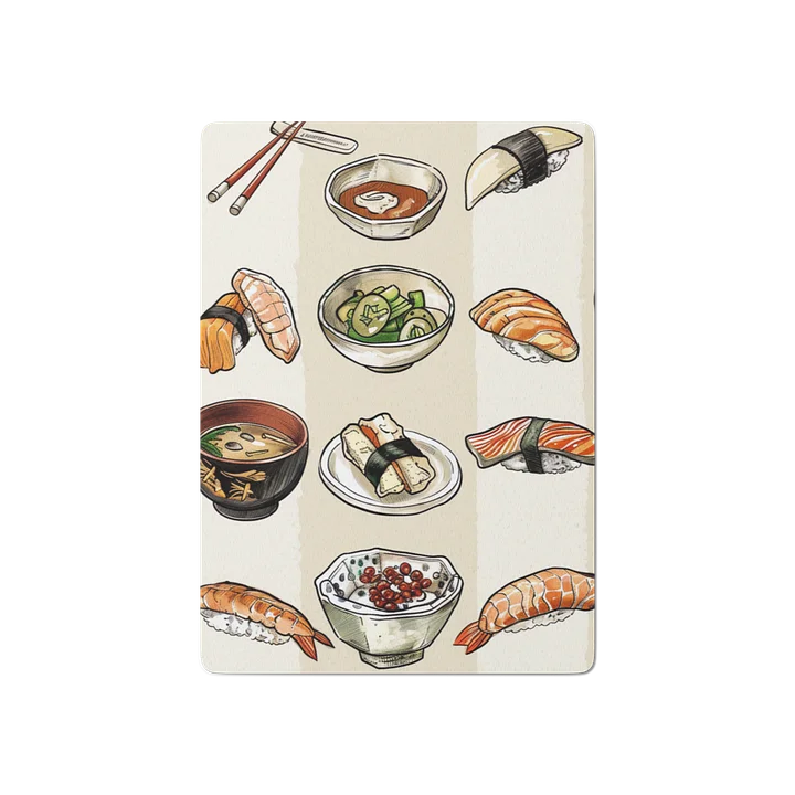 Japanese Sushi Poker Playing Cards | Cute Watercolor Bento Illustration Deck product image (2)