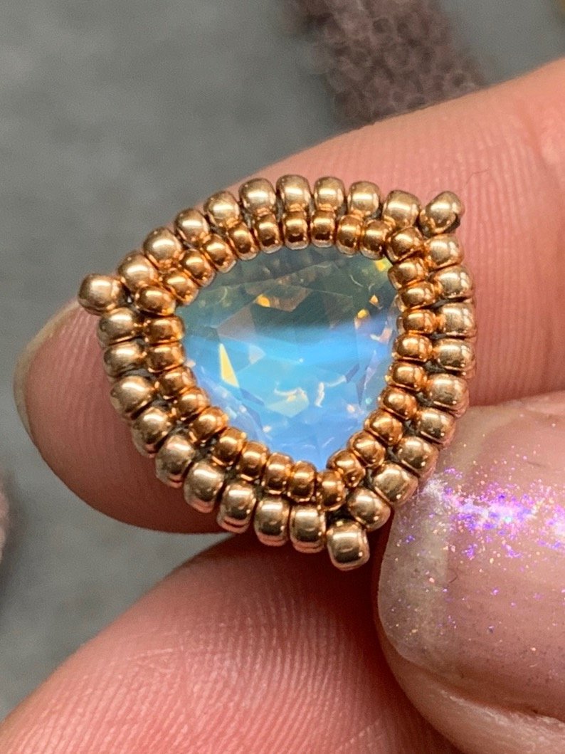 Beading Pattern - Square Stitch Bezel for 12mm Trillion Crystal with Round Seed Beads product image (2)
