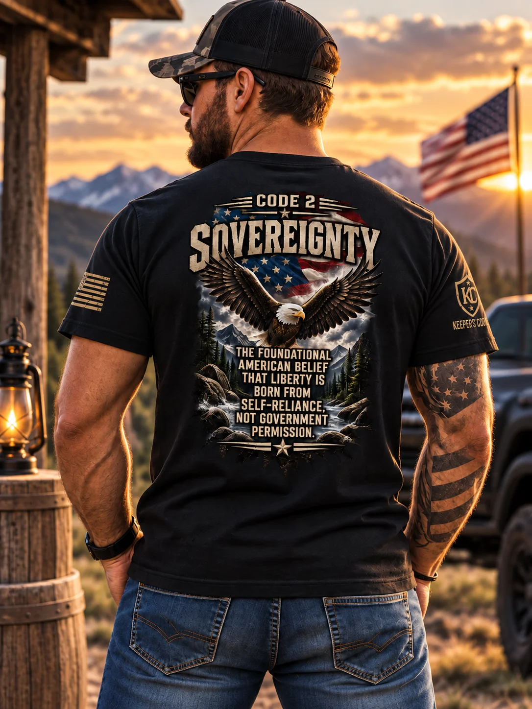 Men’s Sovereignty Patriotic Eagle Graphic T-Shirt product image (1)