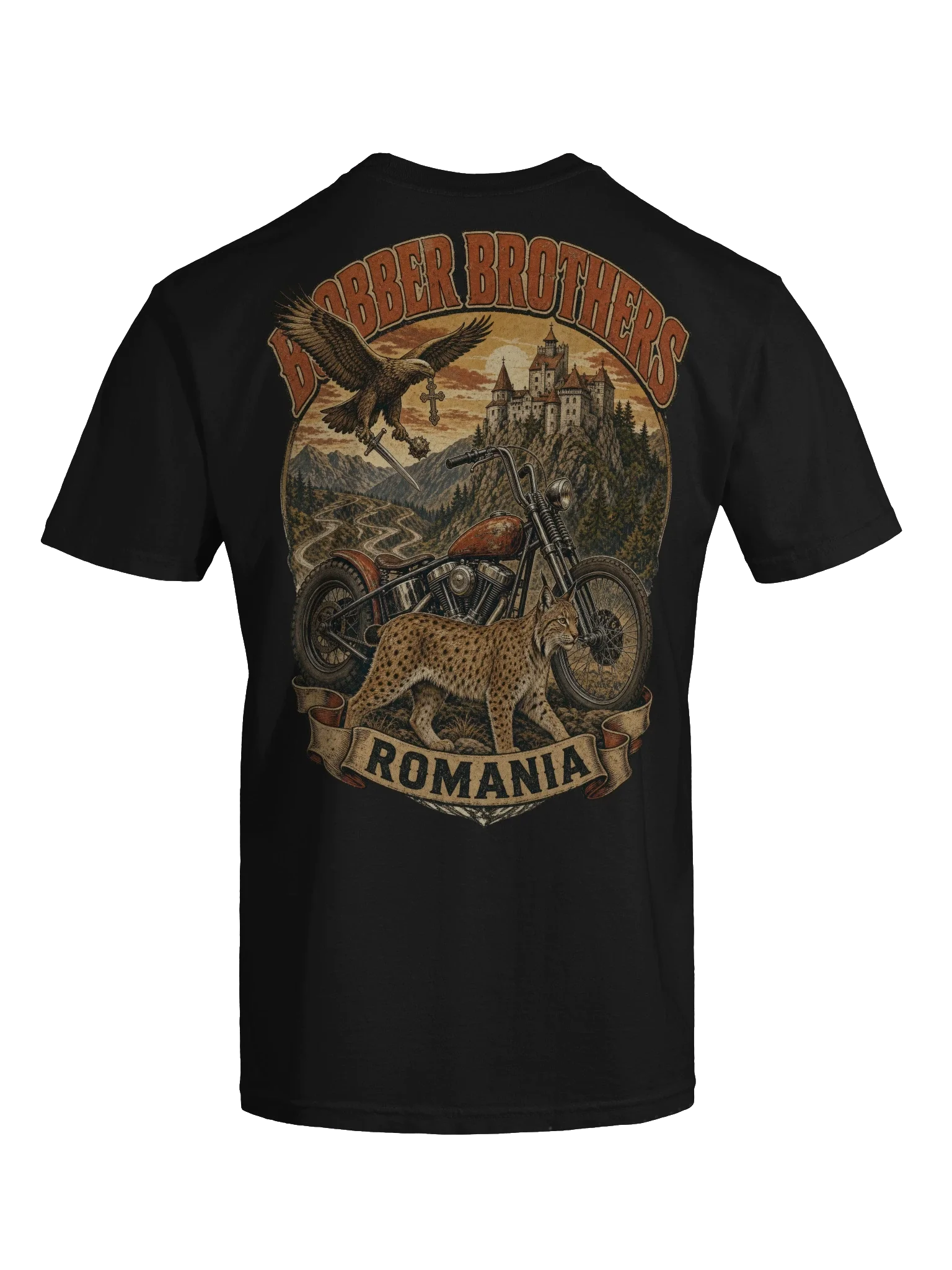Romania motorcycle t-shirt design by Bobber Brothers