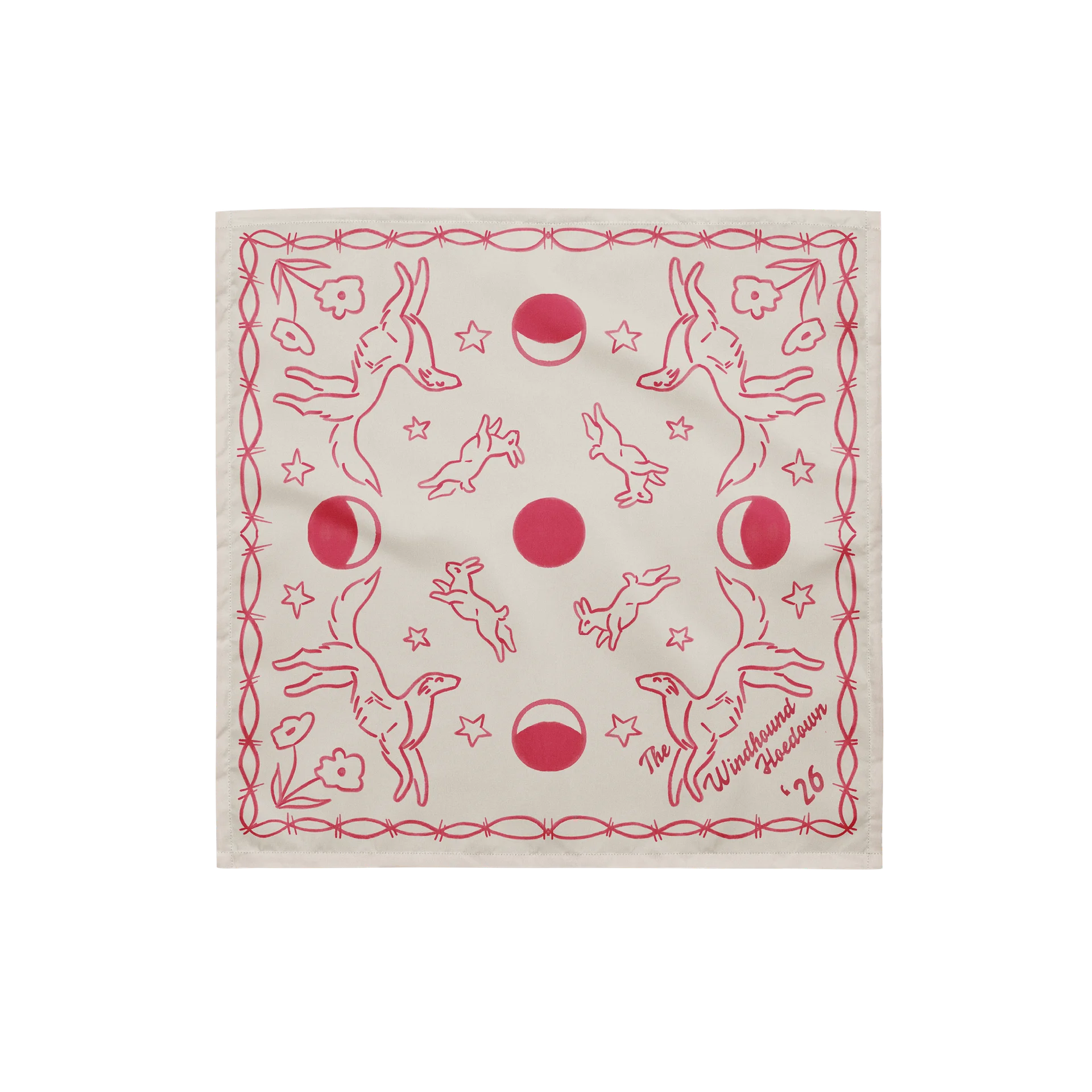 Windhound Hoedown '26 Bandana - Magenta on Cream product image (1)