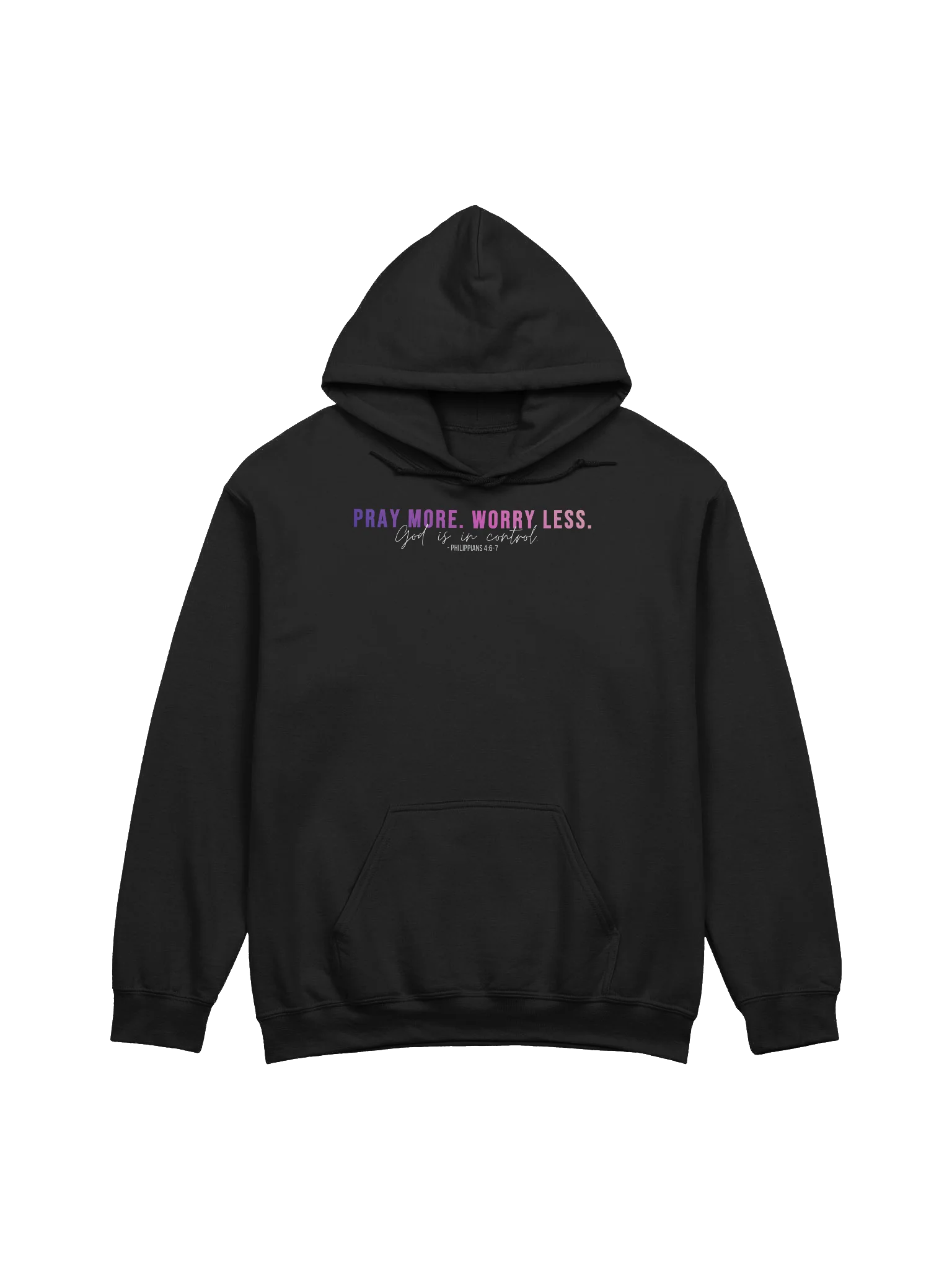 Pray More Worry Less 1.0 Hoodie - Unisex - Pink Gradient Text - Dark Colors product image (2)