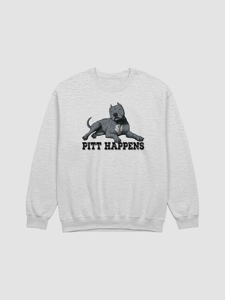 Pitt Happens Sweatshirt of a Pitbull Terrier (Cropped Ears - Blue) | Funny Shirt for Pitbull, Bully, and Staffordshire Terrier Paw-rents product image (1)
