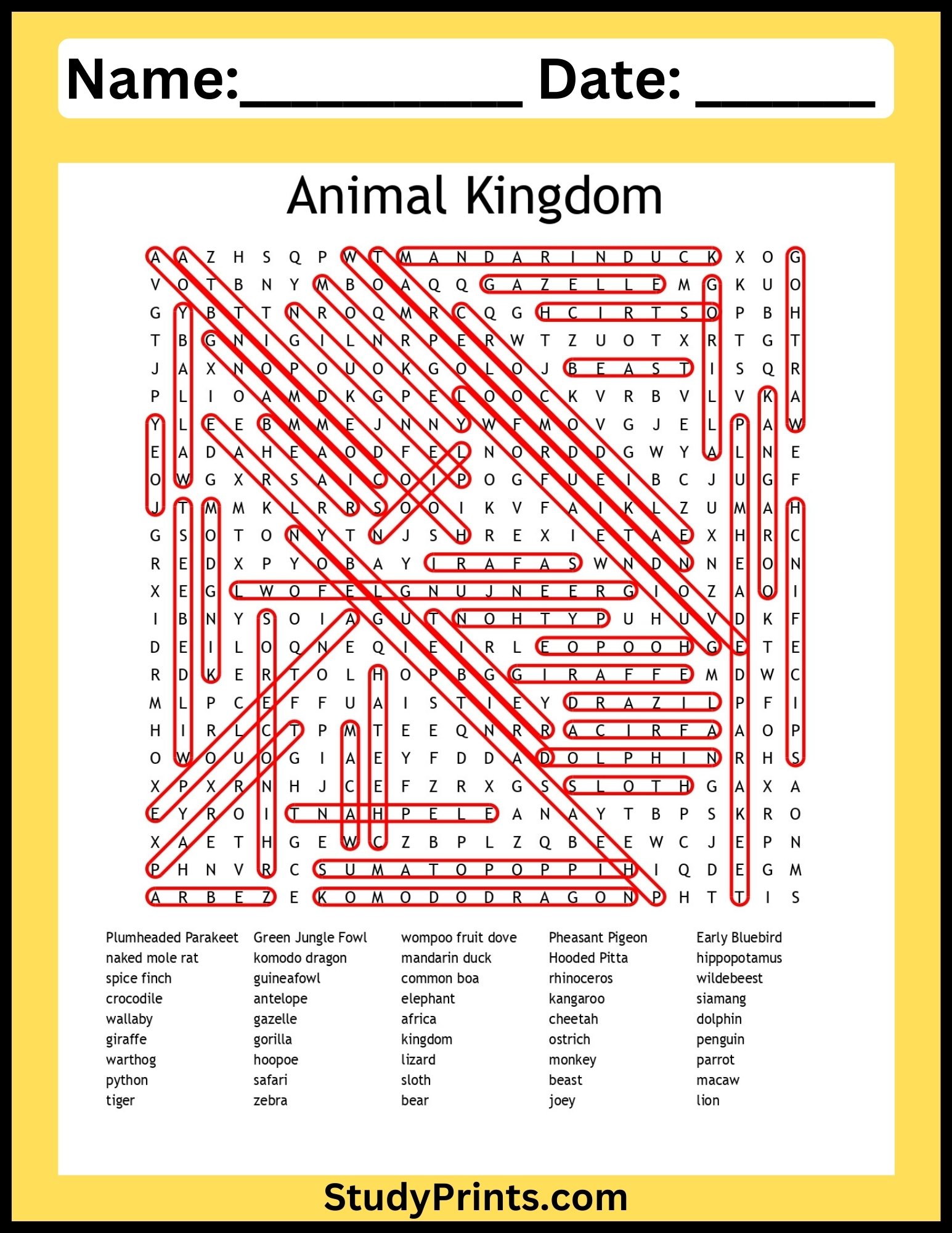 Animal Kingdom Word Search puzzle Worksheet product image (2)