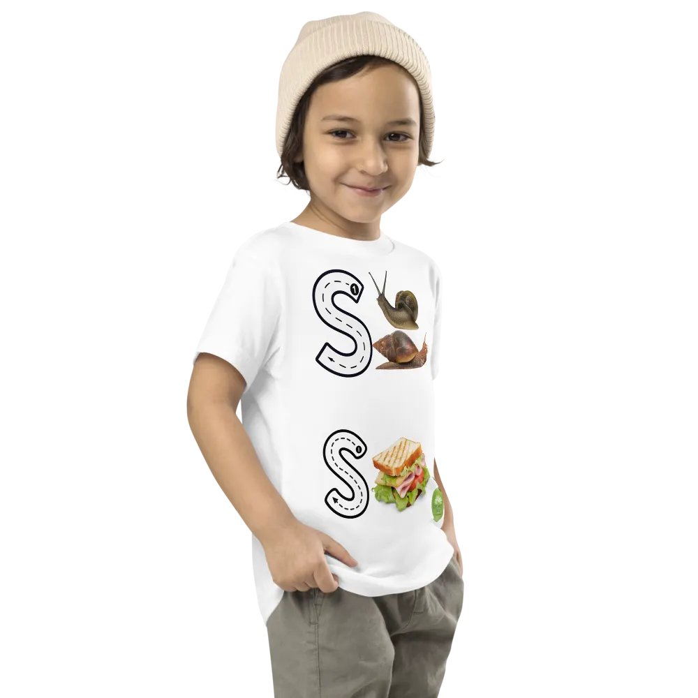 JoBeths' Toddler's White Tee👚 Alphabet Write Ss 📝 A-Z product image (1)