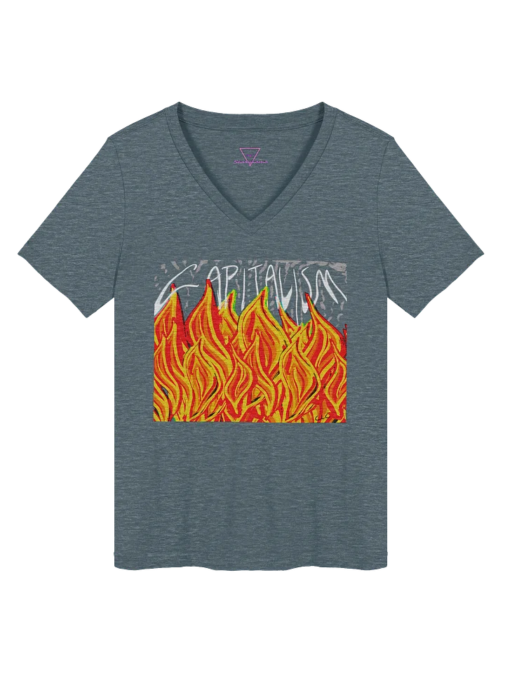 Burn Capitalism Down vneck tee product image (1)